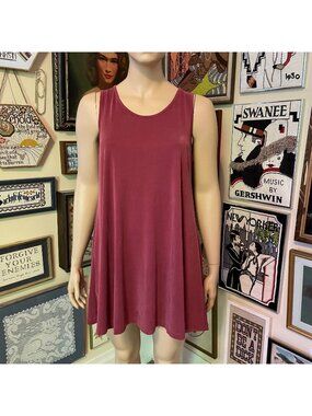 Sigrid Olsen Womens Sleeveless Swing Tank Dress Mauve Modal Blend Relaxed Fit XL